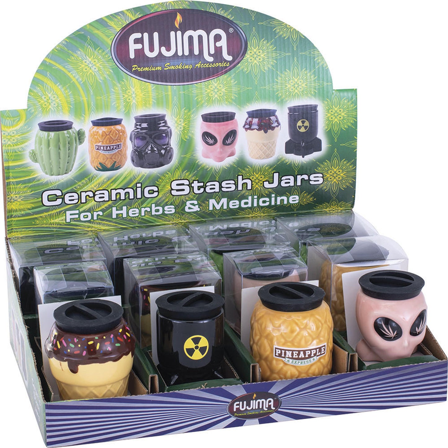 FUJIMA BLACK CERAMIC STASH JAR - 12CT ($4.99 EA)