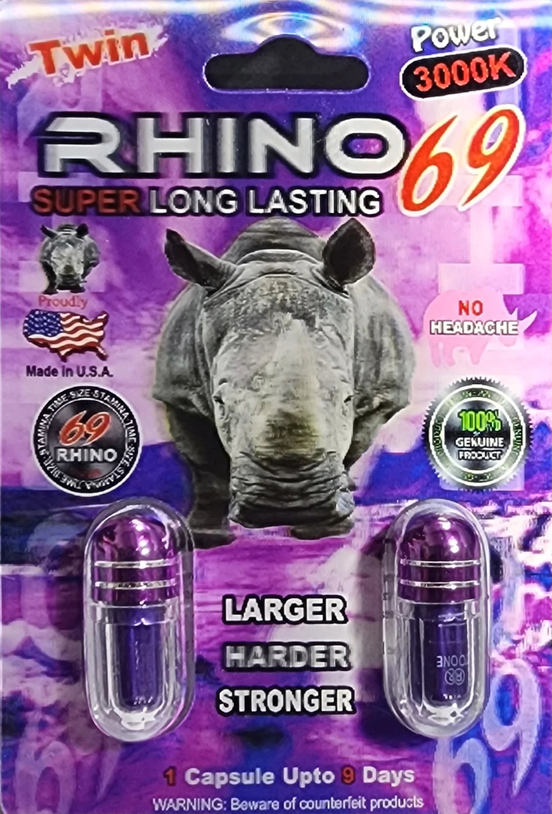 Rhino 69 3000k Double pills $3.99 EA