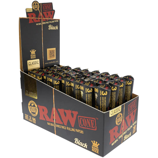 RAW BLACK CONE KING SIZE 3 PK 32 PC