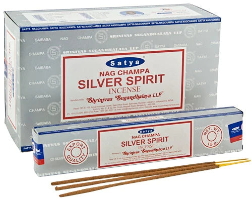 SATYA NAG CHAMPA SILVER SPIRIT INCENSE 12 CT