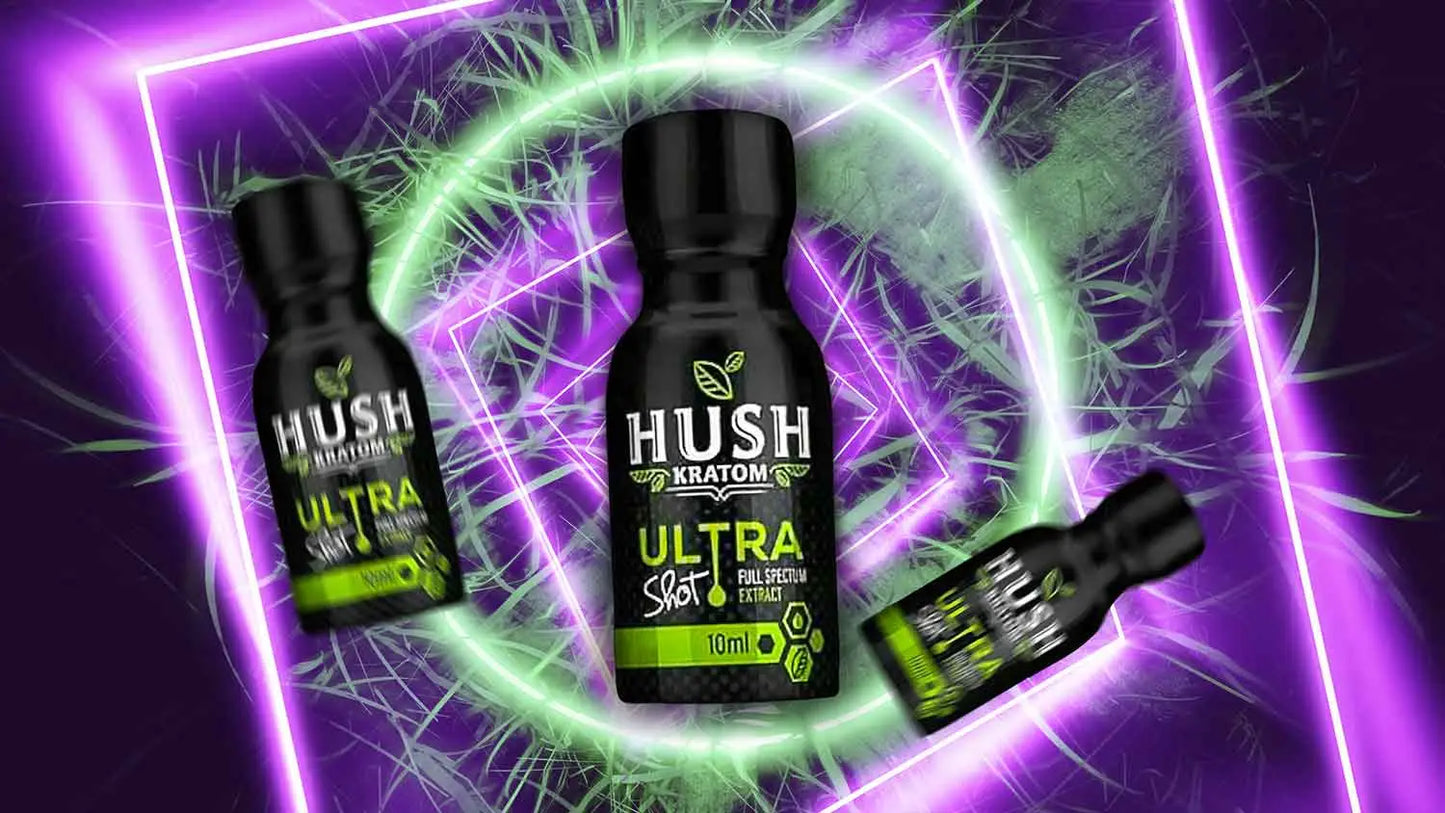 HUSH KRATOM ULTRA SHOT EXTRACT 10ML 12PK ($9.99 EA)