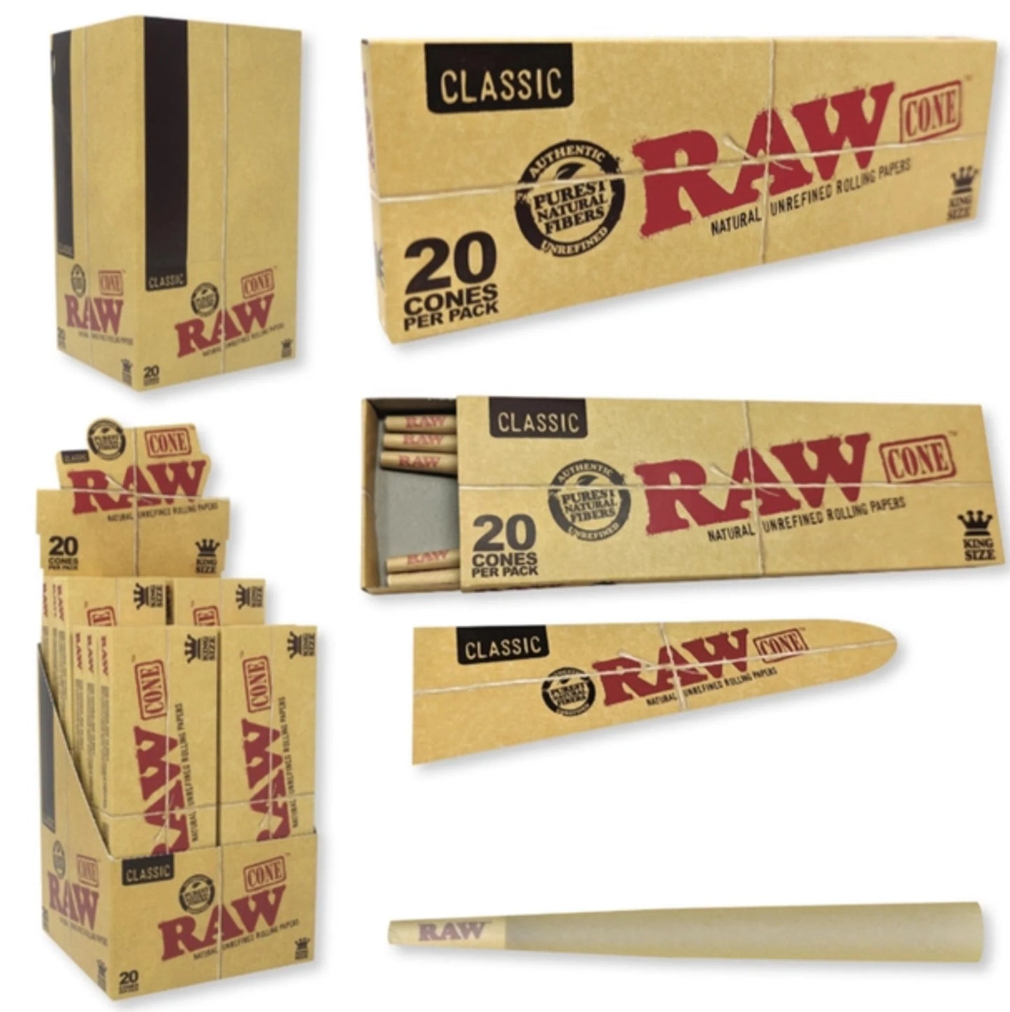 RAW CLASSIC KING SIZE CONES 20 PK