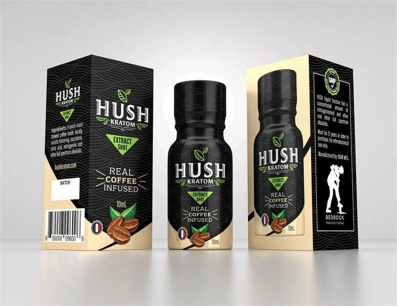 HUSH KRATOM TEAL COFFEE SHOT EXTRACT 10ML 12PK ($9.99 EA)