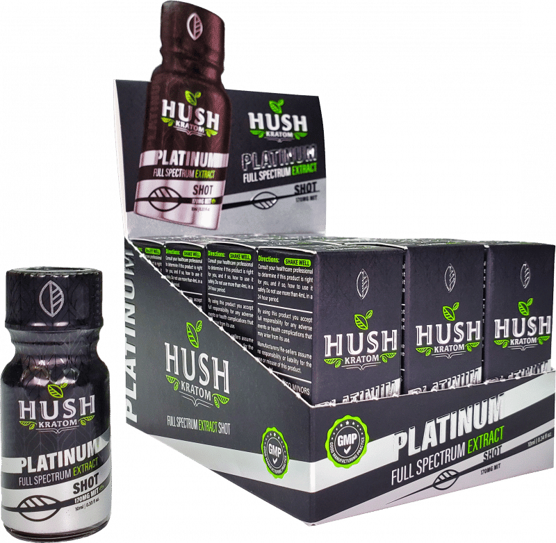 HUSH KRATOM PALTINUM SHOT EXTRACT 10ML 12PK ($9.99 EA)