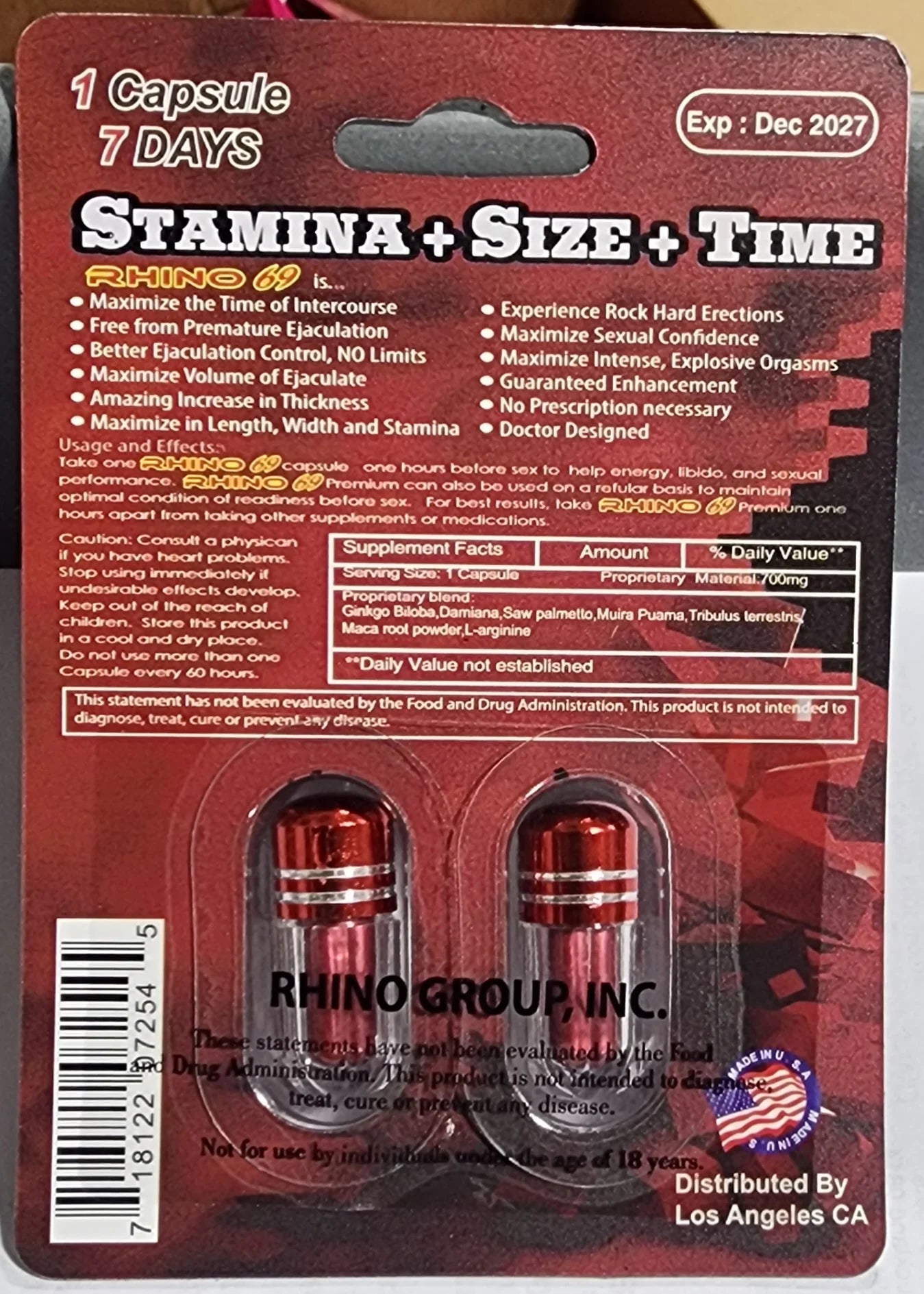 Rhino 69 Red Double pills $3.99 EA