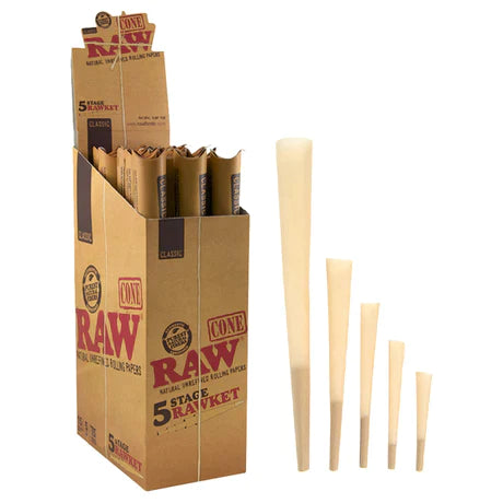 RAW CLASSIC 5 STAGE RAWKET PRE-ROLLED CONE 15CT