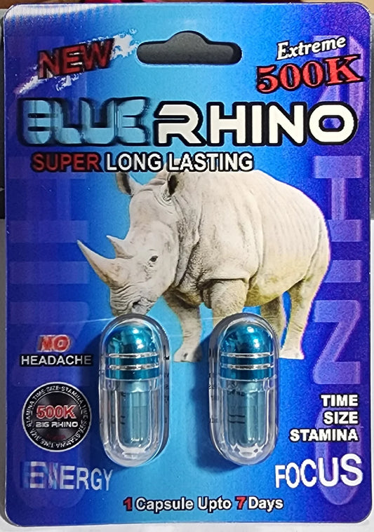 Rhino blue 500k Double pills $3.99 EA