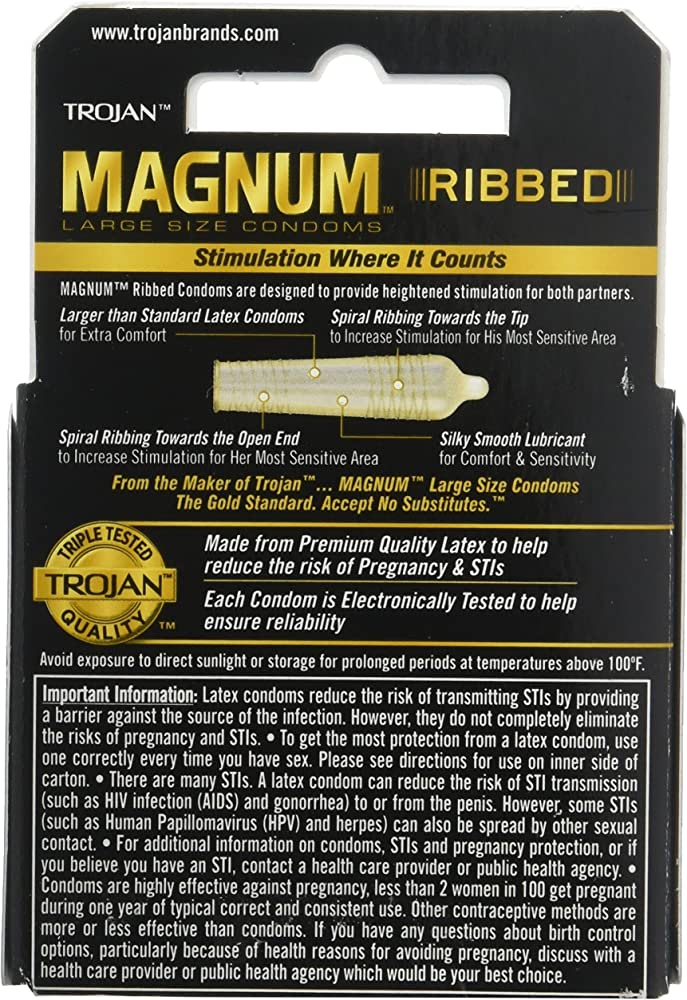 CONDOMS MAGNUM RIBBED LARGE SIZE 6/3PK