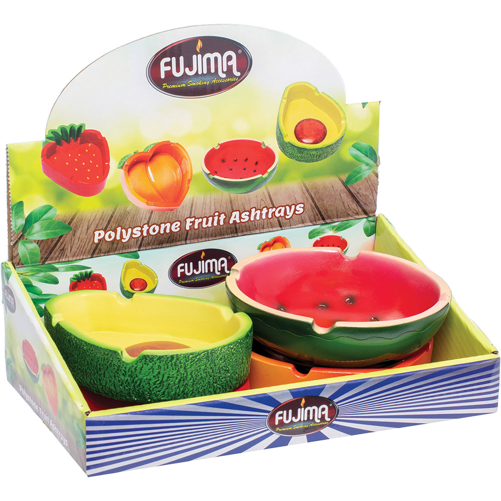 FUJIMA FRUIT POLYSTONE ASHTRAYS -BOX OF 4 ($4.99 EA)