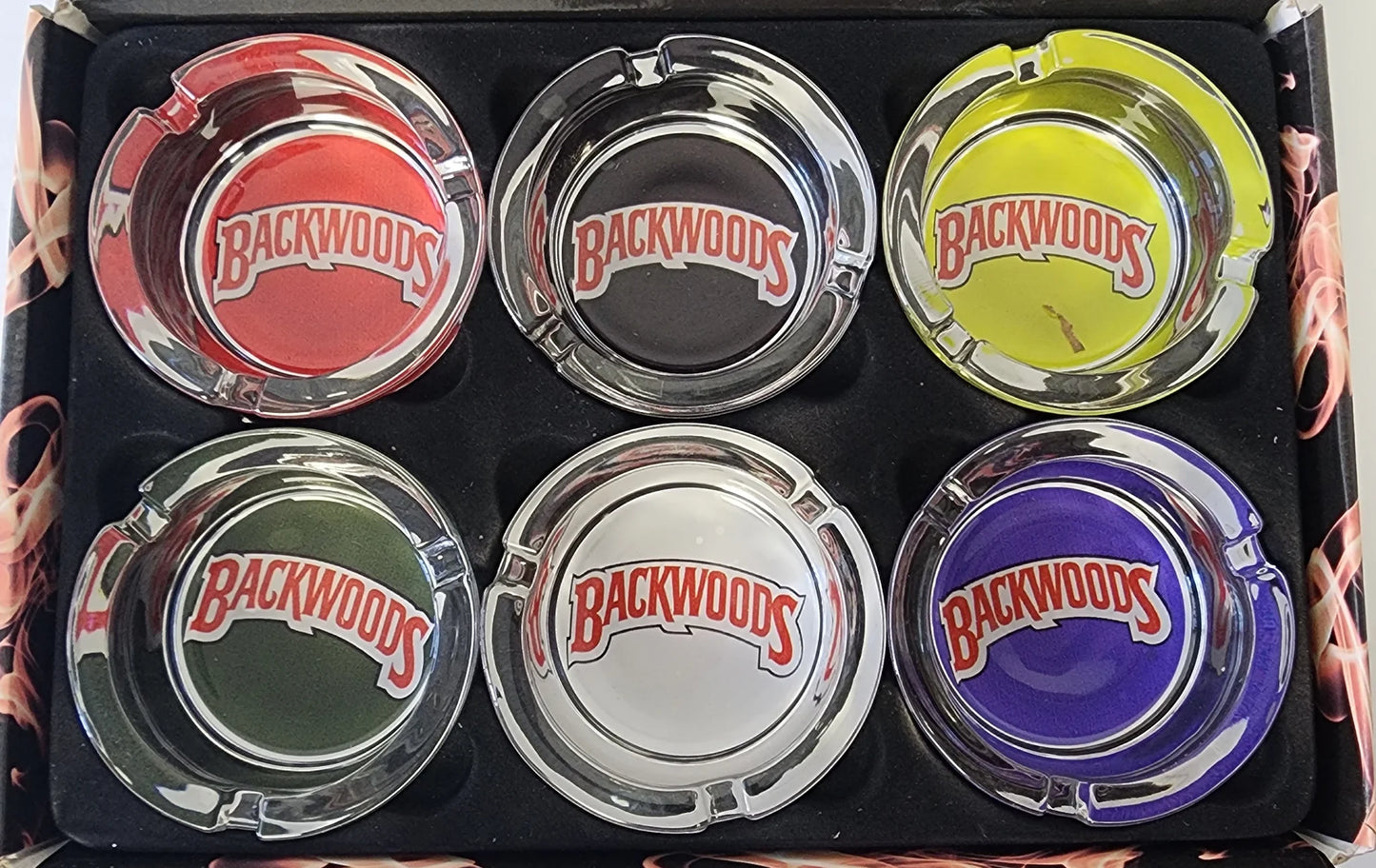 GLASS ASHTRAY ROUND 6CT DISPLAY (BACKWOODS)