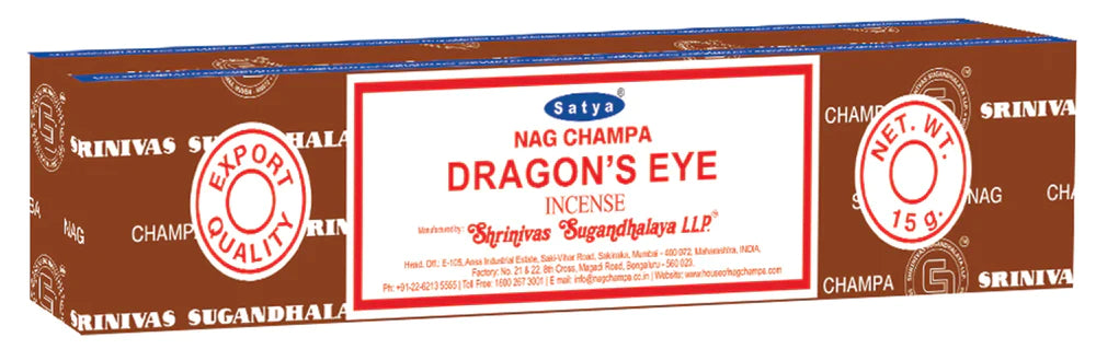 SATYA NAG CHAMPA DRAGON'S EYE INCENSE 12 CT