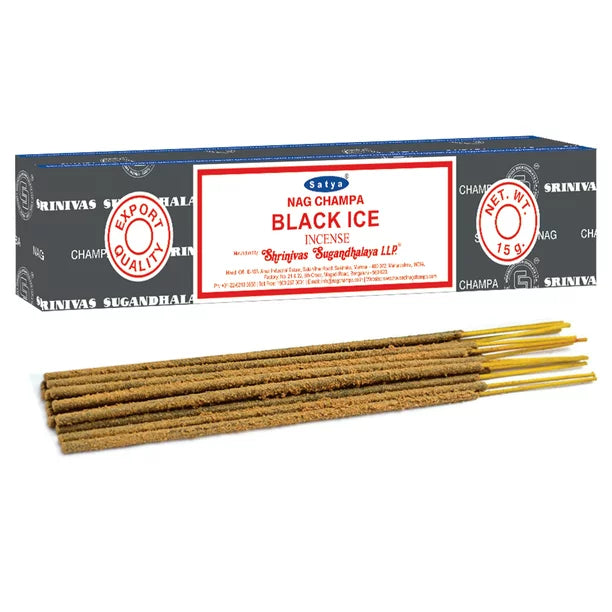 SATYA - BLACK ICE INCENSE STICKS - 12CT