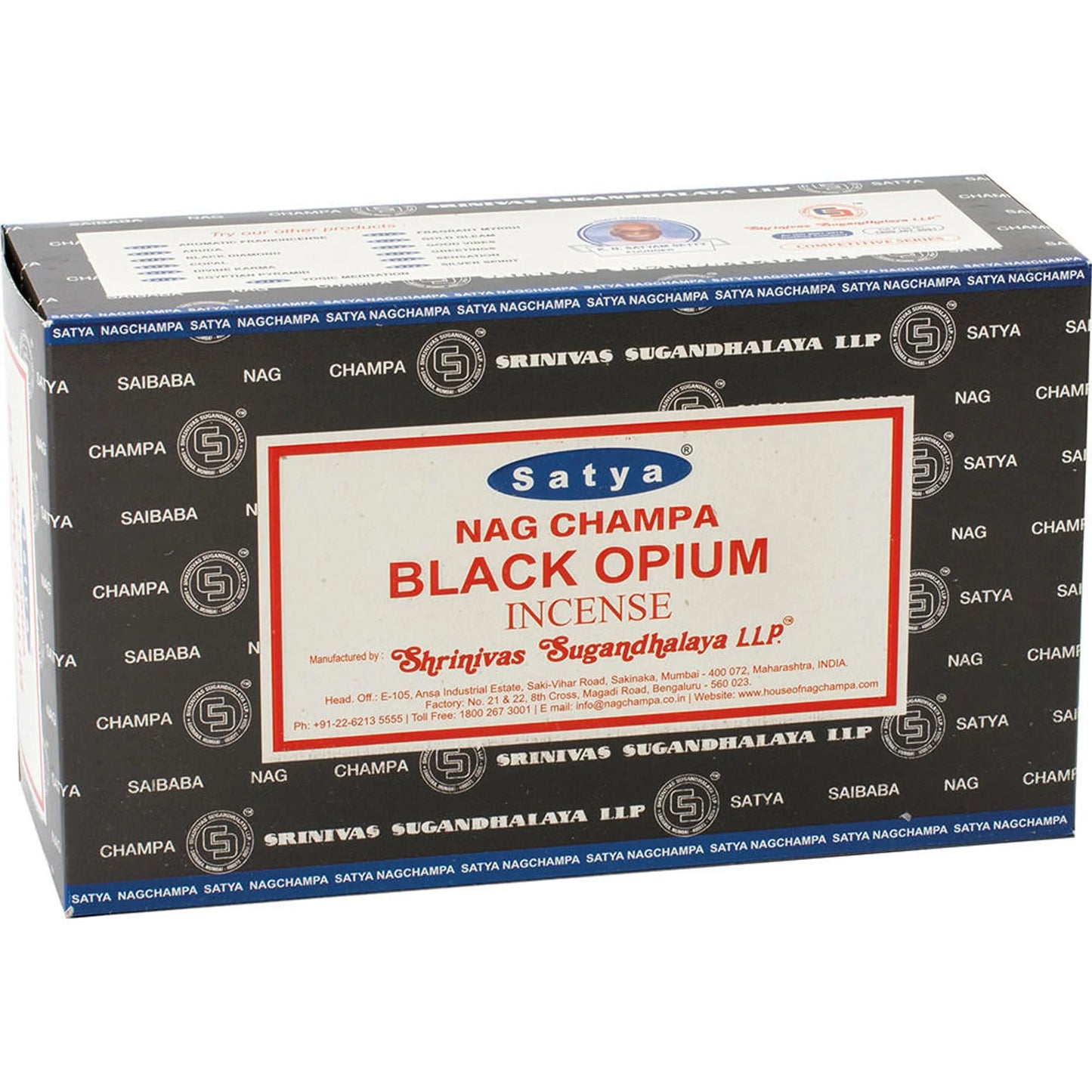 SATYA - BLACK OPIUM INCENSE STICKS - 12CT