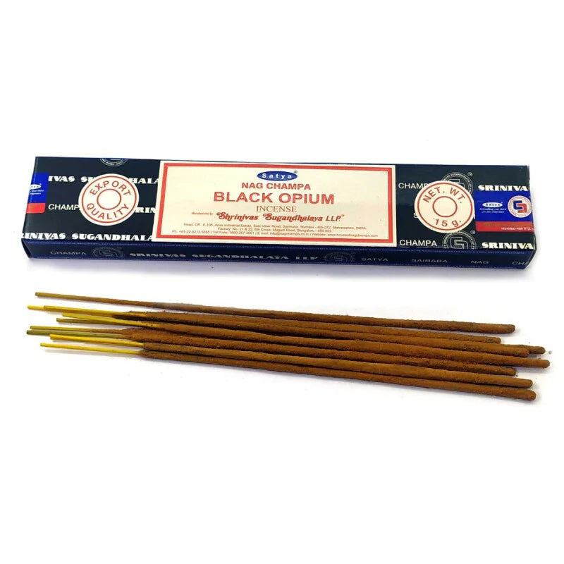 SATYA - BLACK OPIUM INCENSE STICKS - 12CT