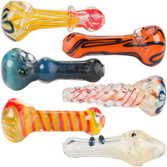 3.5" ASSORTED BULK GLASS HAND PIPES (SINGLE)