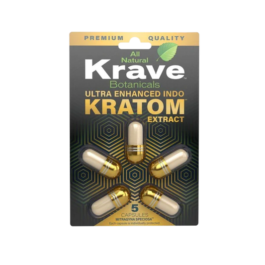 KRAVE ULTRA ENHANCED INDO KRATOM 5/5 CAPS ($13.99 EA)