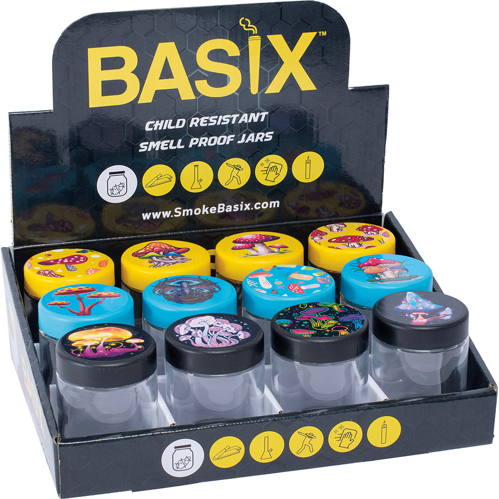 BASIX CHILD RESISTANT GLASS JAR 12CT ($2.49 EA)