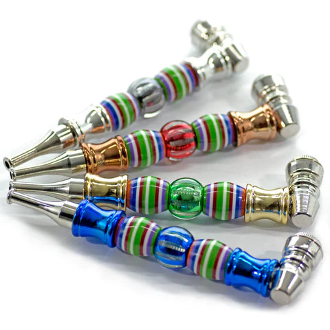 GLASS PIPES WITH METAL PIPE SCREENS MULTICOLOR 24 CT