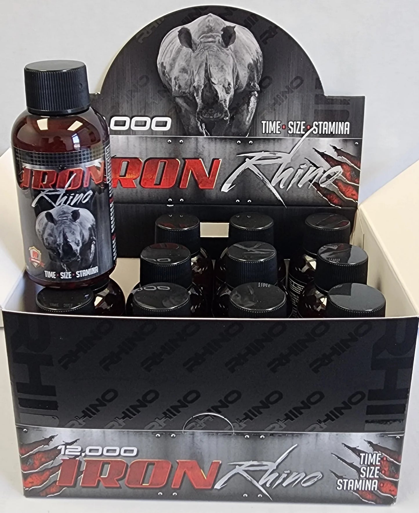 Rhino Shots 2oz 12pk Display IRON 12000