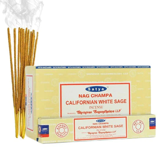 SATYA NAG CHAMPA CALIFORNIAN WHITE SAGE INCENSE 12 CT