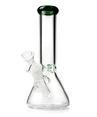 8" CLEAR GLASS WATER PIPE BONG WITH ICE PINCH