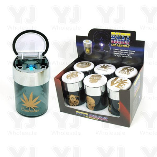 GLASS LED LIGHT BUTT BUCKET ASHTRAY 6 CT($5.99 EA)