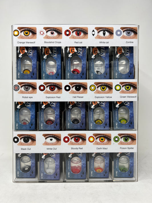 AQUA CRAZY HALLOWEEN LENS DISPLAY 60PCs $7.99 EA