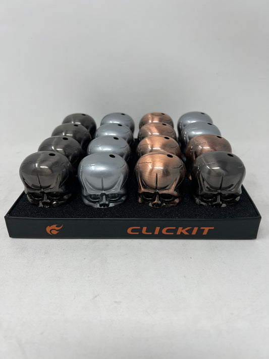 CLICKIT SKULL LIGHTERS 16 PC ( $ 3.99 EA )