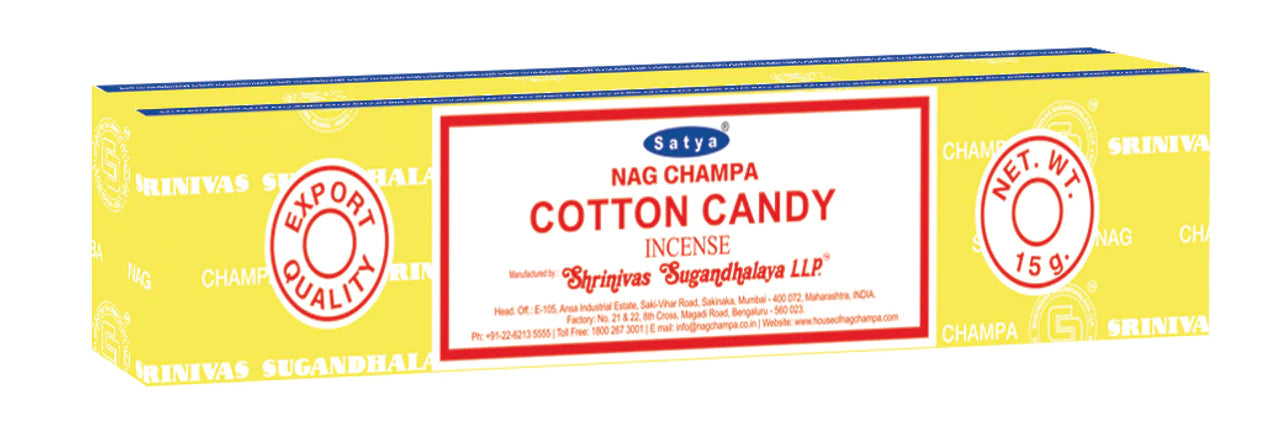 SATYA - COTTON CANDY INCENSE STICKS - 12CT