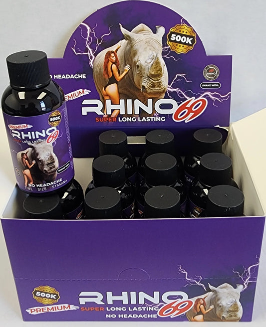 Rhino Shots 2oz 12pk Display 69 500k purple