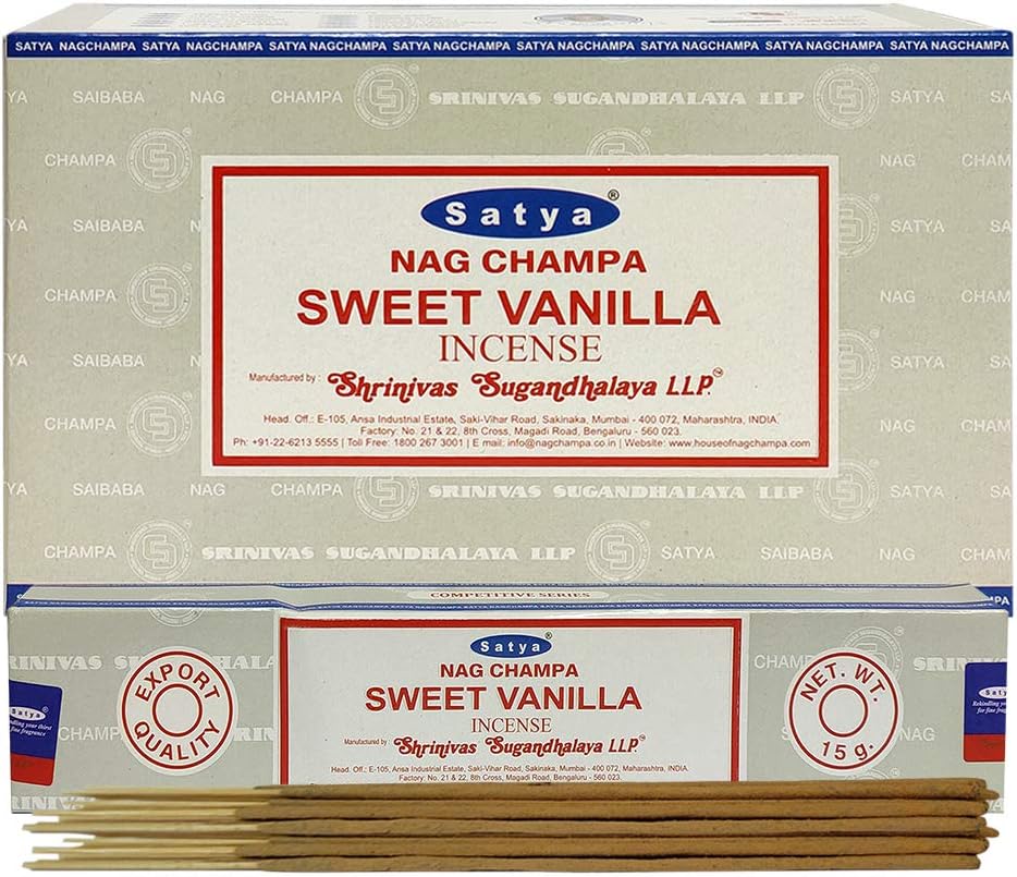 SATYA NAG CHAMPA SWEET VANILLA INCENSE 12 CT