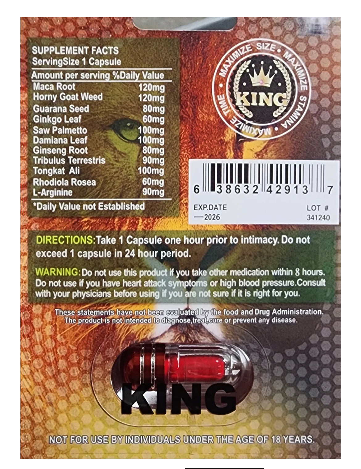 Rhino lion single pills 1ct  $2.99 EA