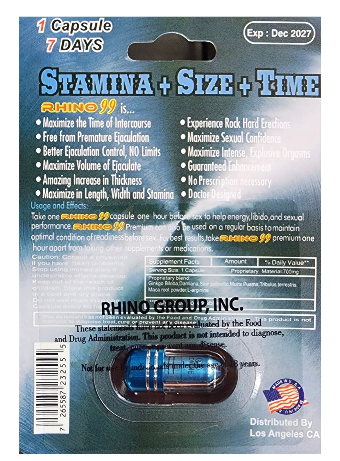 Rhino 99 single pills 1ct  $2.99 EA