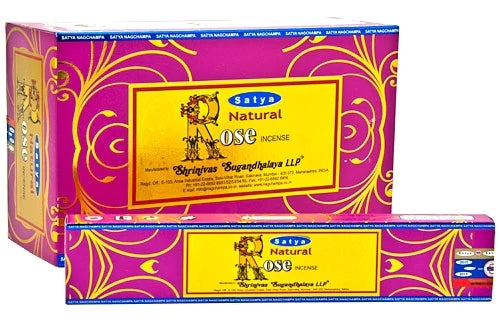 SATYA NAG CHAMPA NATURAL ROSE INCENSE 12 CT