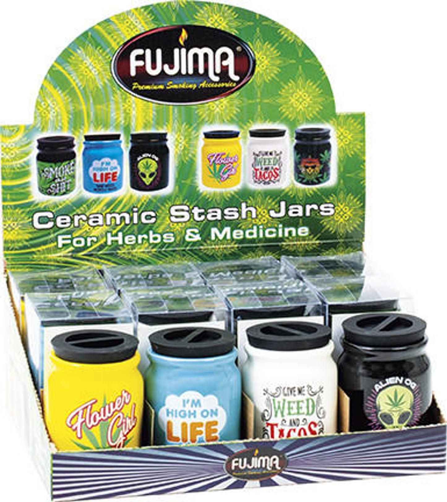 FUJIMA BLACK CERAMIC STASH JAR - 12CT ($4.99 EA)