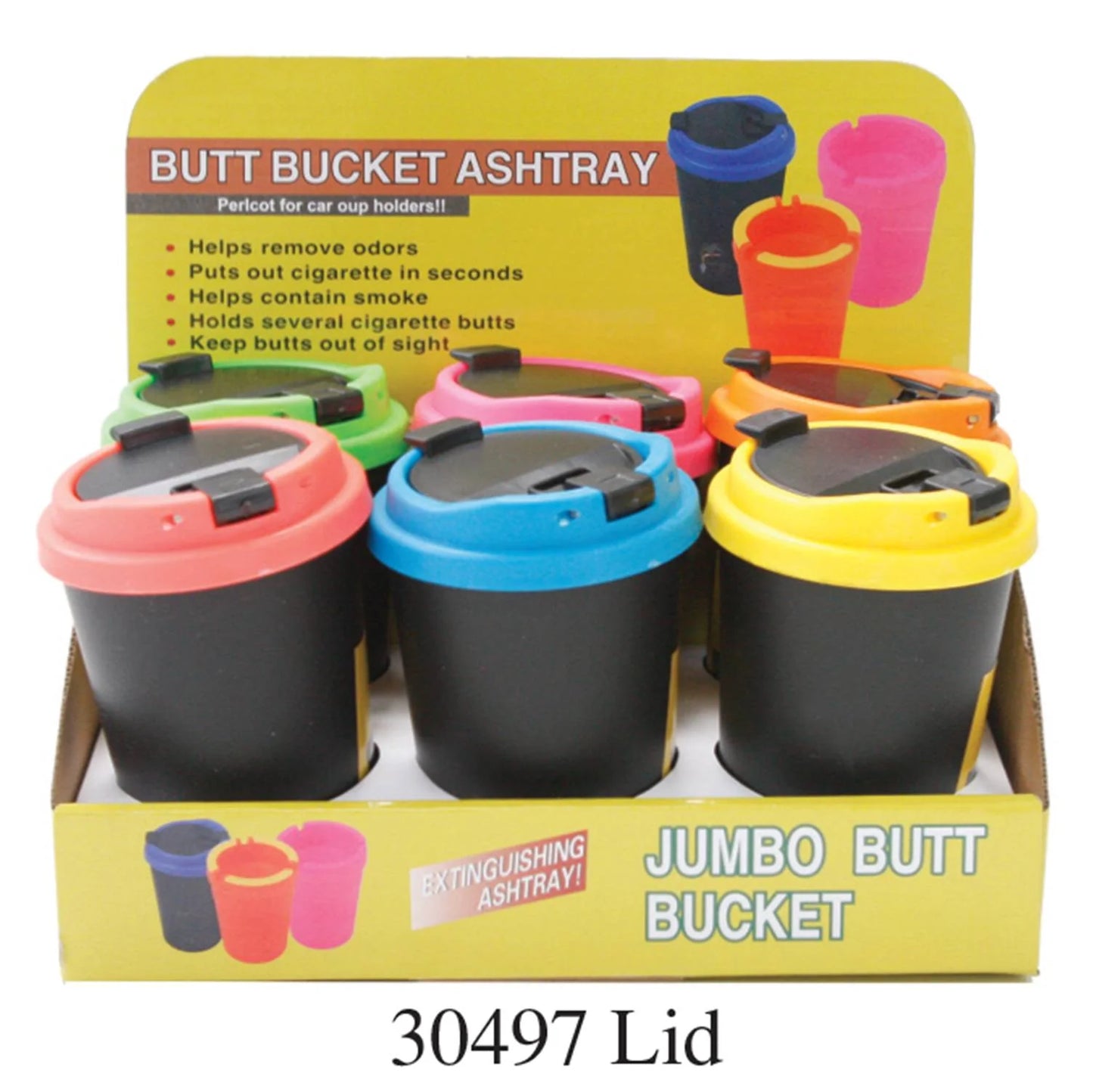 BUTT BUCKET TRAY NEON WITH LID 6CT