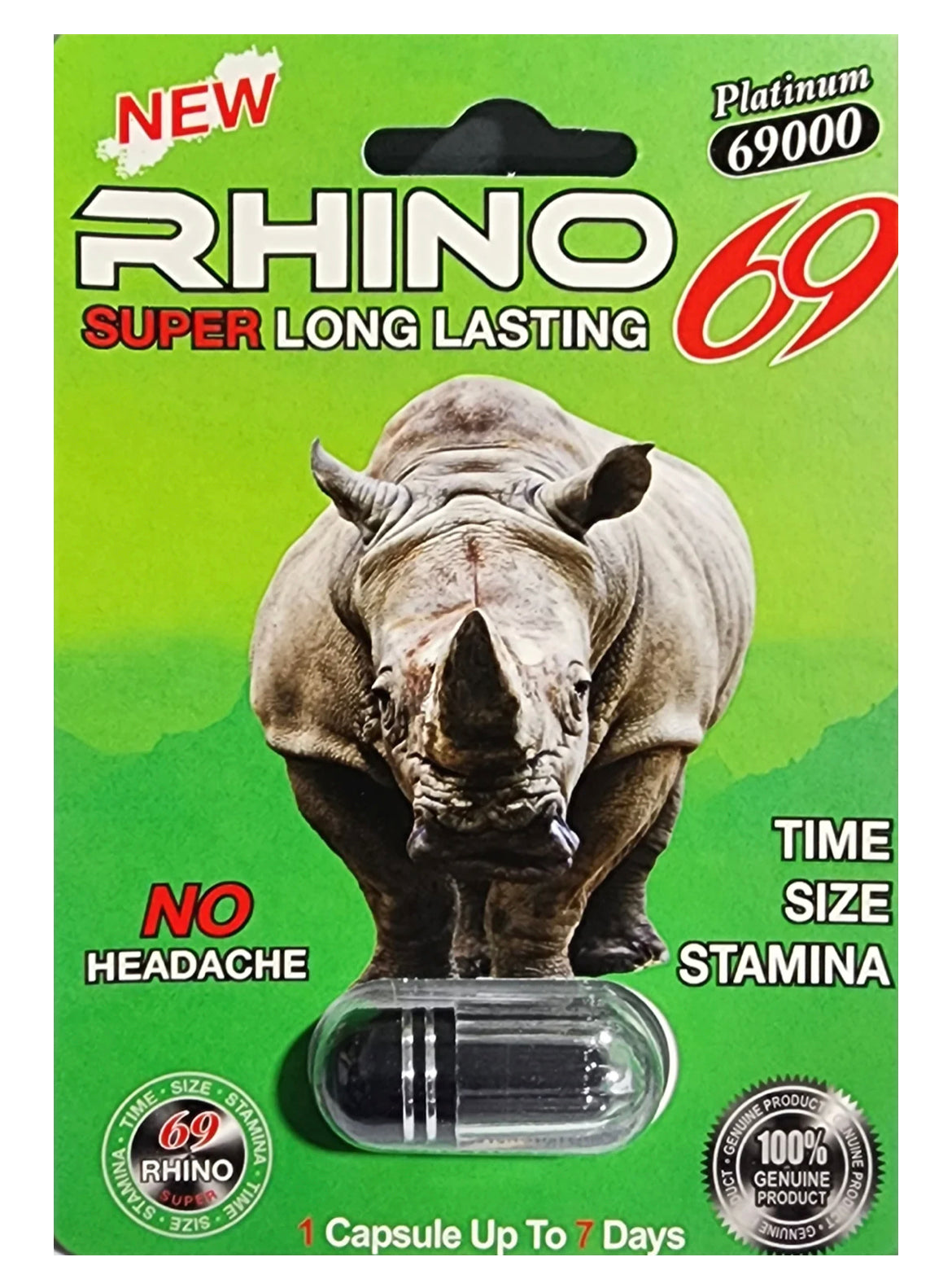 Rhino 69 green single pills 1ct  $2.99 EA