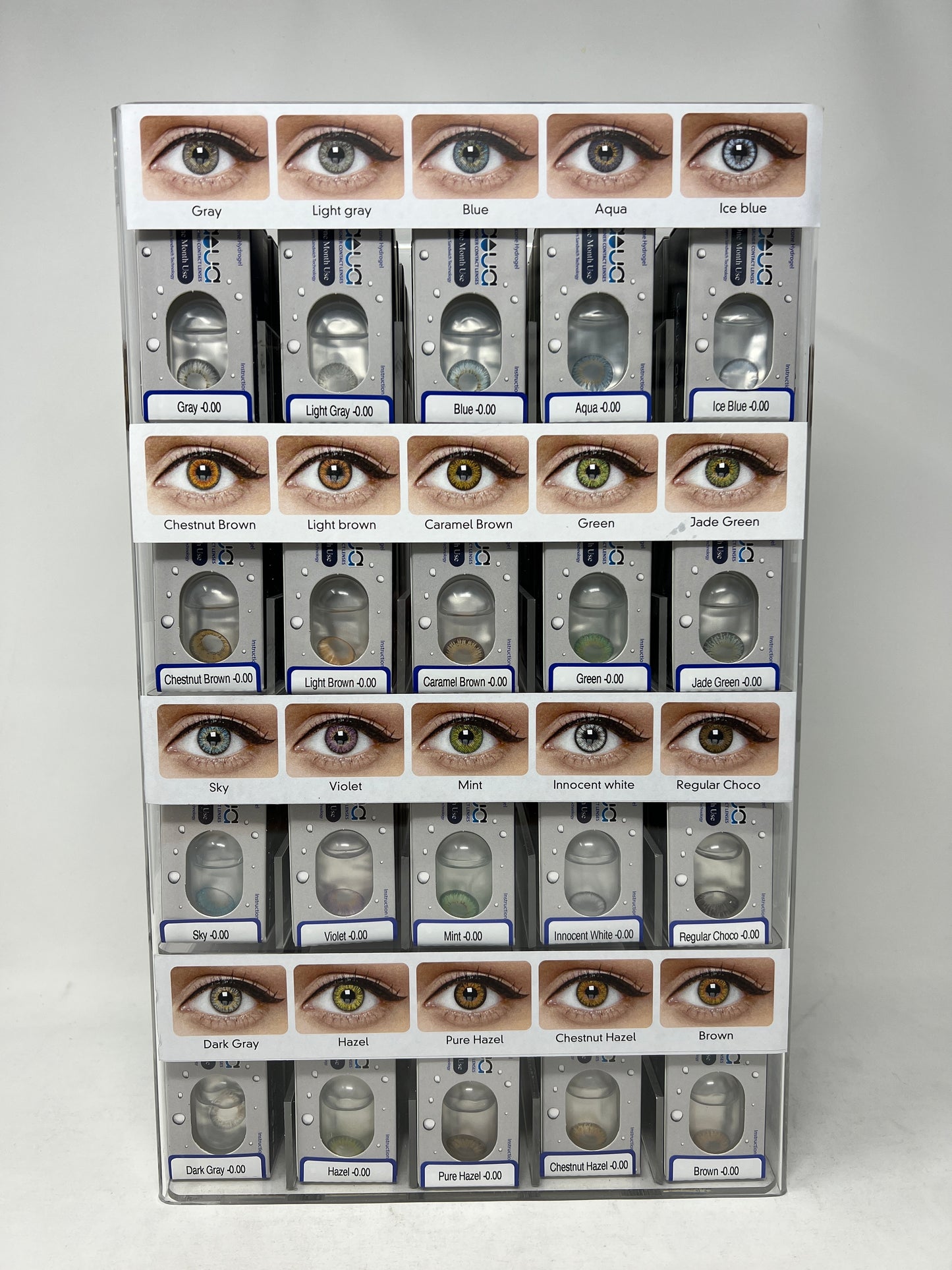 AQUA CONTACT LENS DISPLAY 80 PCS $6.99 EA