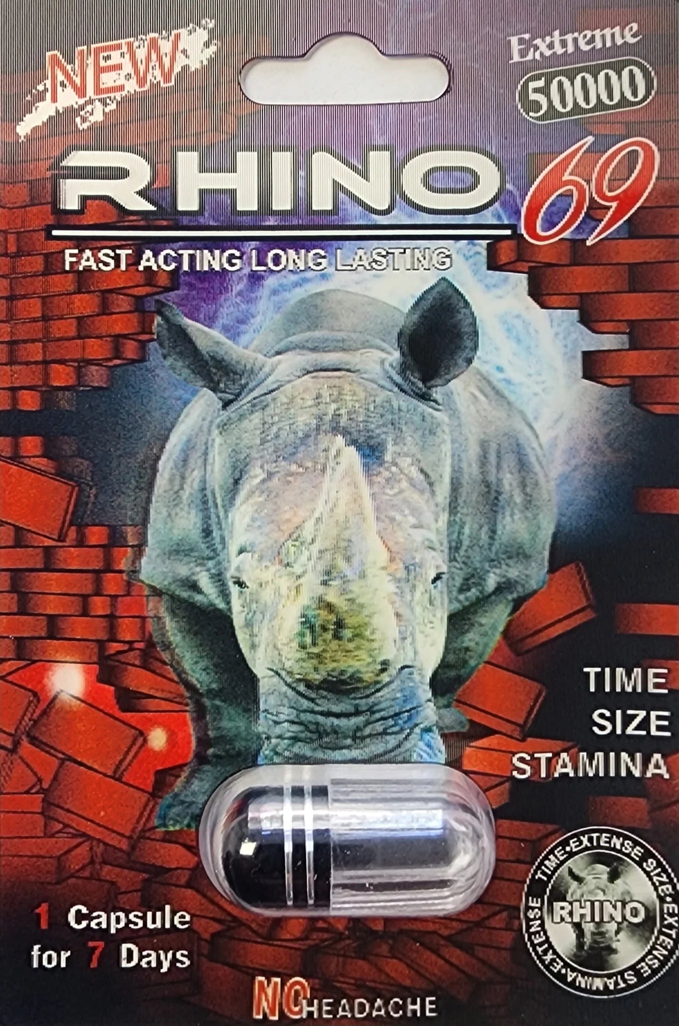 Rhino 69 50000 1 Capsule (Red)  $2.99 EA