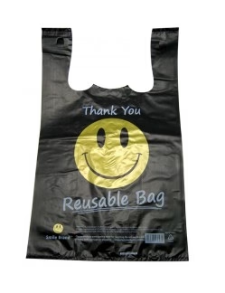 REUSABLE PLASTIC BAG 13"X7" - BLACK (LARGE)