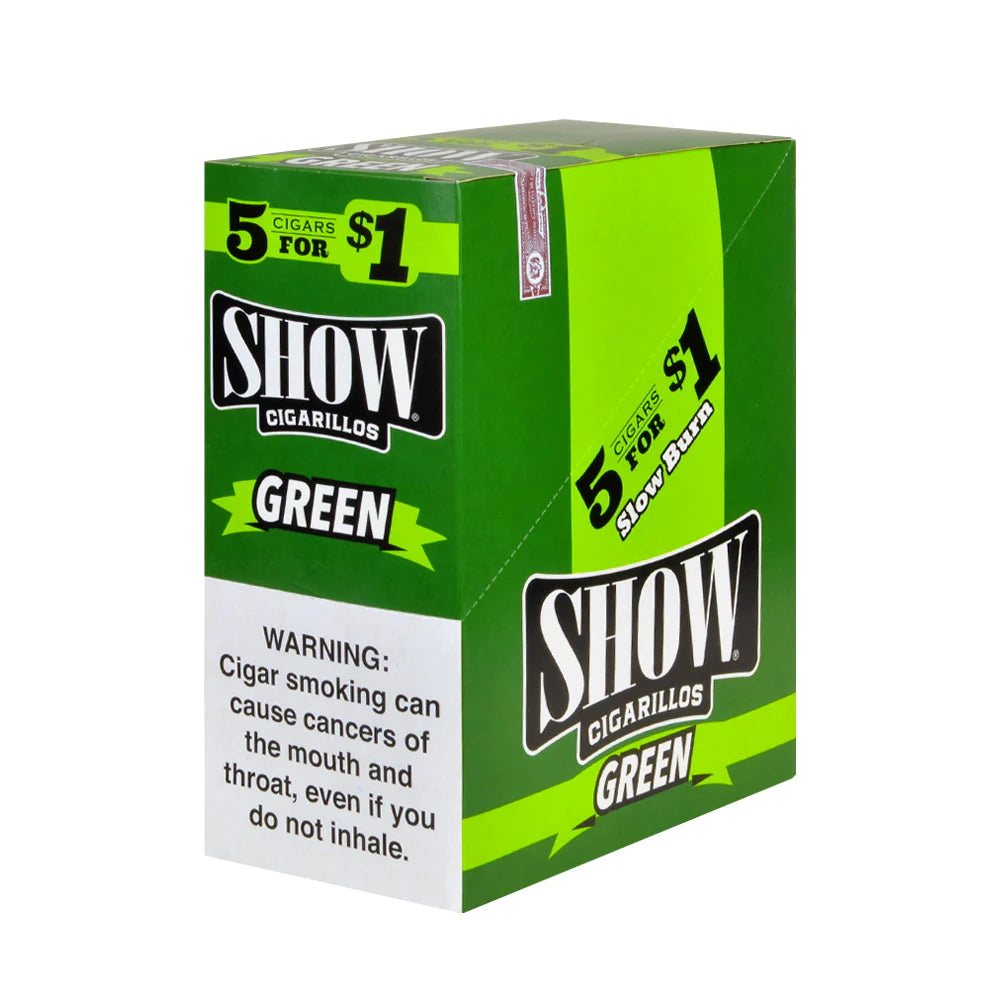 SHOW CIGARILLOS 5 FOR $1.49 X 15 POUCHES/GREEN SWEET