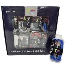 Y Max Wireless – 1m Round PVC Type-C USB Cable Charger Up to 2.1A – (20 Count/Box) ( $3.49 EA )