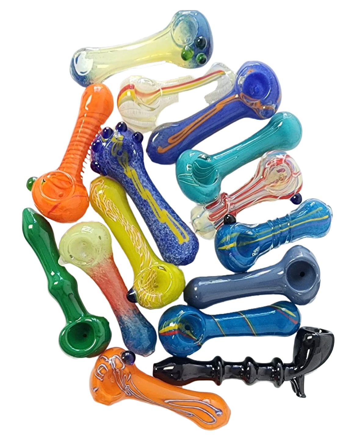 GLASS HAND PIPE COMBO PACK 15CT (MIX SIZES)