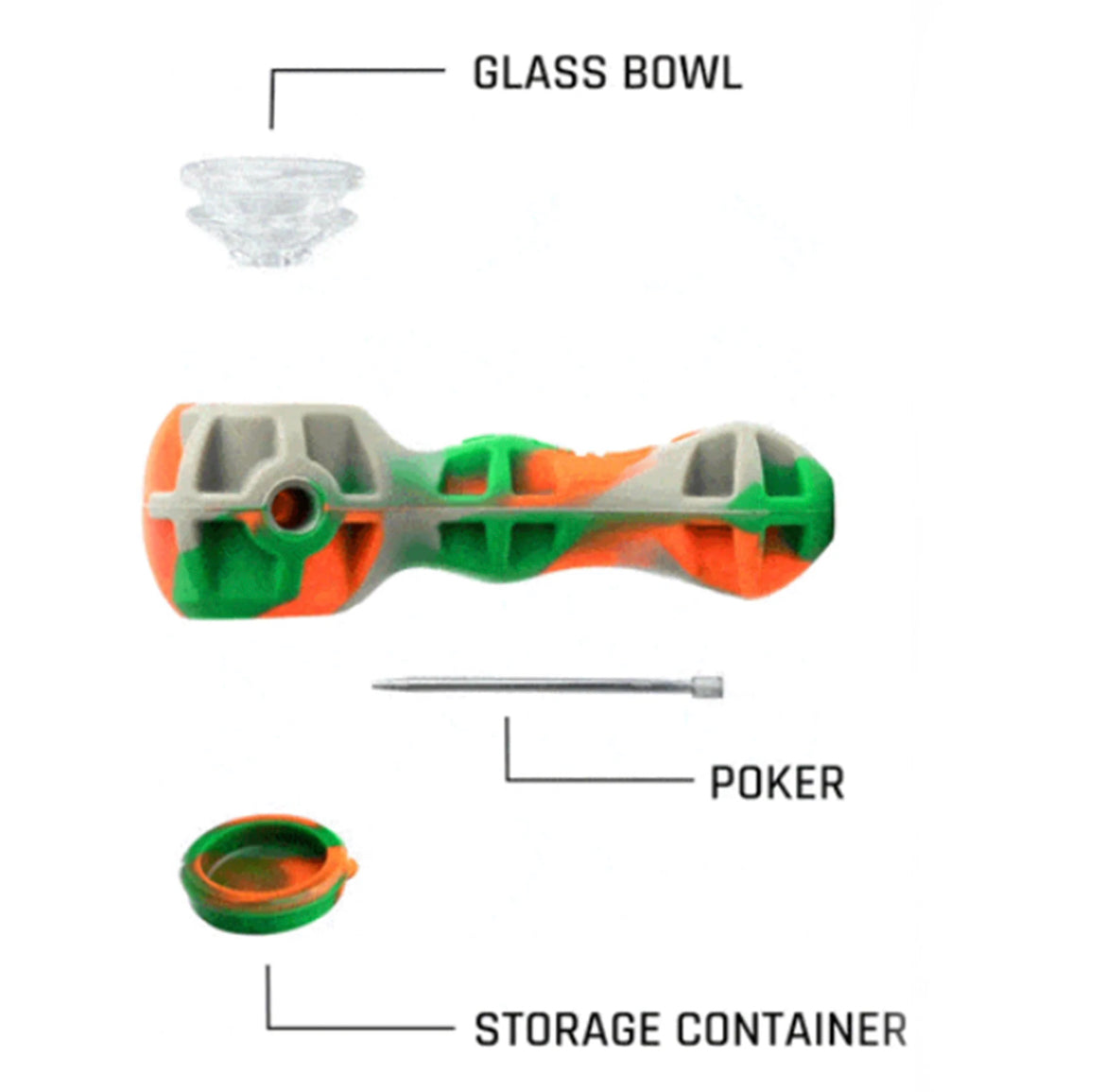 SILICONE PIPE WITH GLASS BOWL 20 PC ($3.99 EA)