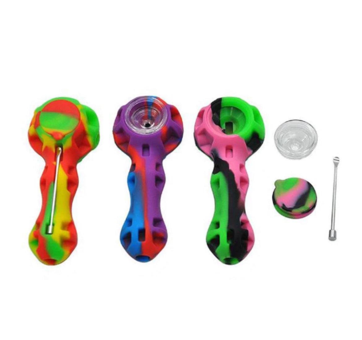 SILICONE PIPE WITH GLASS BOWL 20 PC ($3.99 EA)