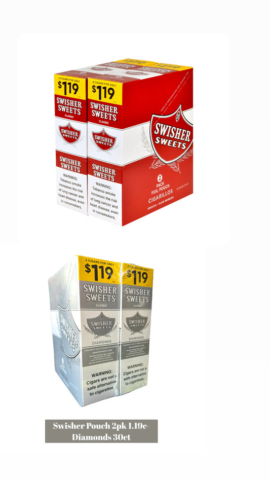 Swisher Sweets Cigarillos $1.19 Pre Priced 30 Packs of 2 Cigars