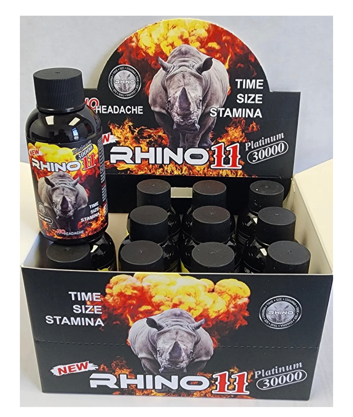 Rhino Shots 2oz 12pk Display Rhino 11 Platinum 30000k