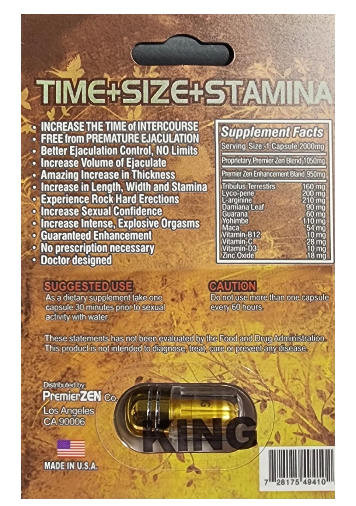 Rhino premier zen single pills 1ct  $2.99 EA