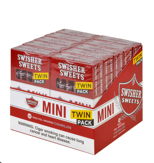 SWISHER SWEETS MINI CIGARILLOS TWIN 20 PACKS OF 6 CIGARS SWEET