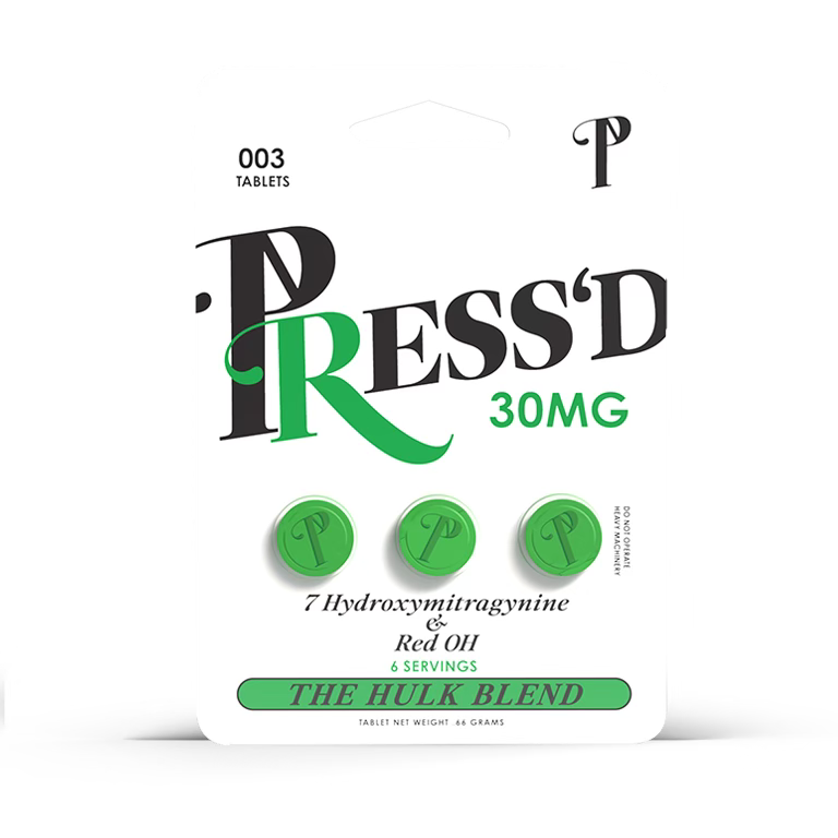 PRESS’D 7-Hydroxymitragynine Green  30 mg …. 3ct/25pk